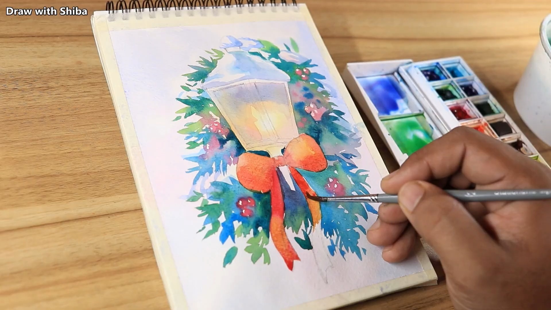 一步一步教你画水彩灯和花——光影实验 -- Draw with Shiba