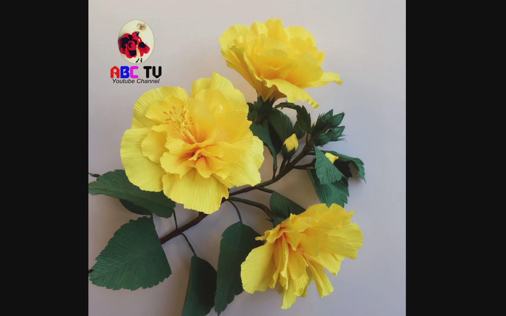 abctv皱纹纸花艺双芙蓉花