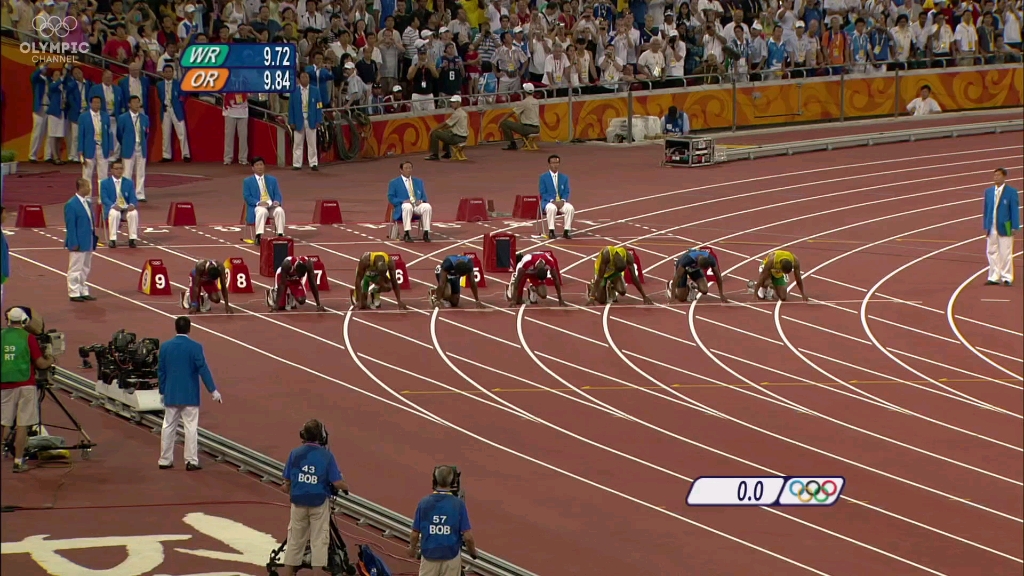 [集锦］北京奥运会男子100米决赛博尔特9.69WR