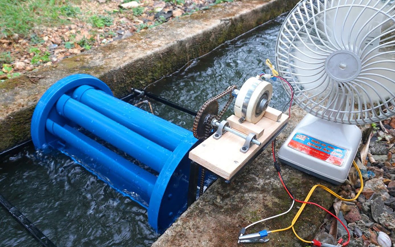 什么原理？自制水轮发电机，放到水里就能发电