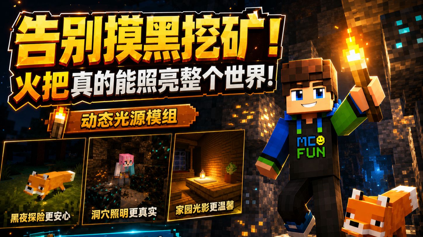 告别摸黑挖矿！这个模组让火把真的能照亮整个 Minecraft 世界！