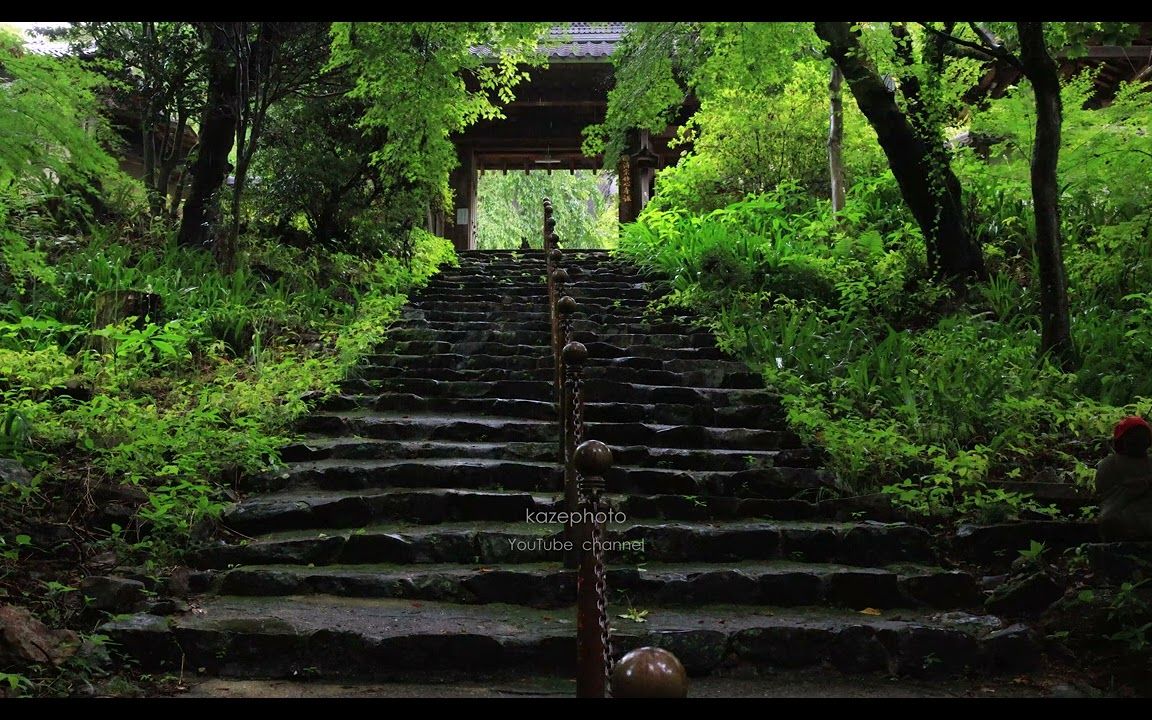 4K 定光寺に降る静かな雨 谁もいない境内に雨の音だけが聴こえる哔哩哔哩bilibili