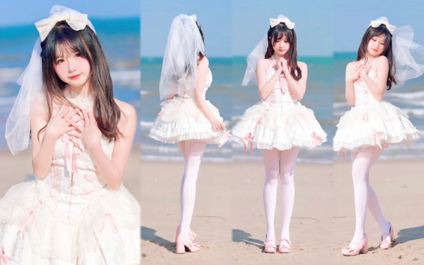 Pure enjoyment vertical screen] Pure white flower wedding under the beautiful seascape~