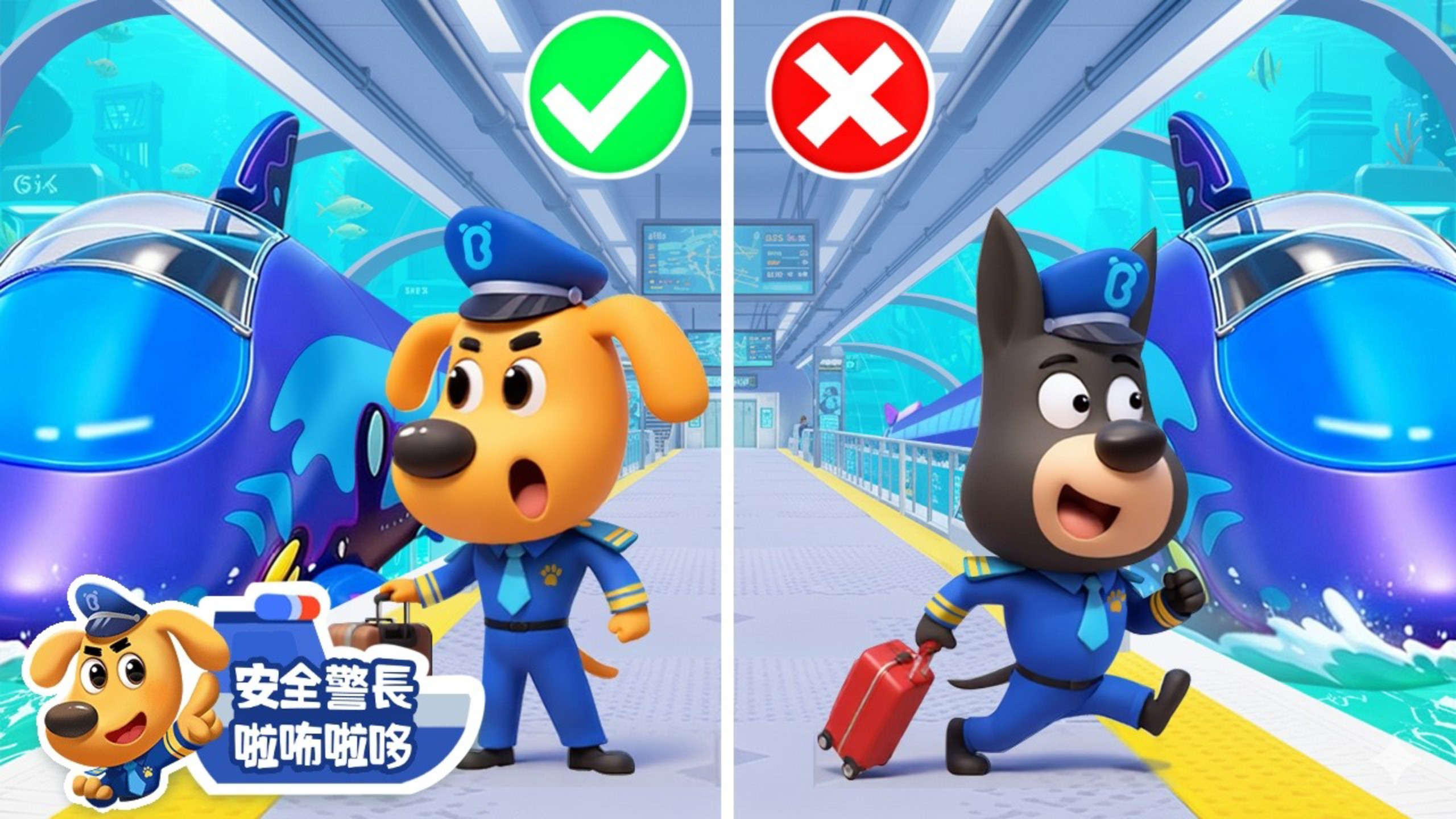 【新劇集】深海特快|乘坐列車的規則|水城季EP 38|寶寶好習慣|動畫|卡通|Sheriff Labrador 安全警長啦咘啦哆 BabyBus 寶寶巴士