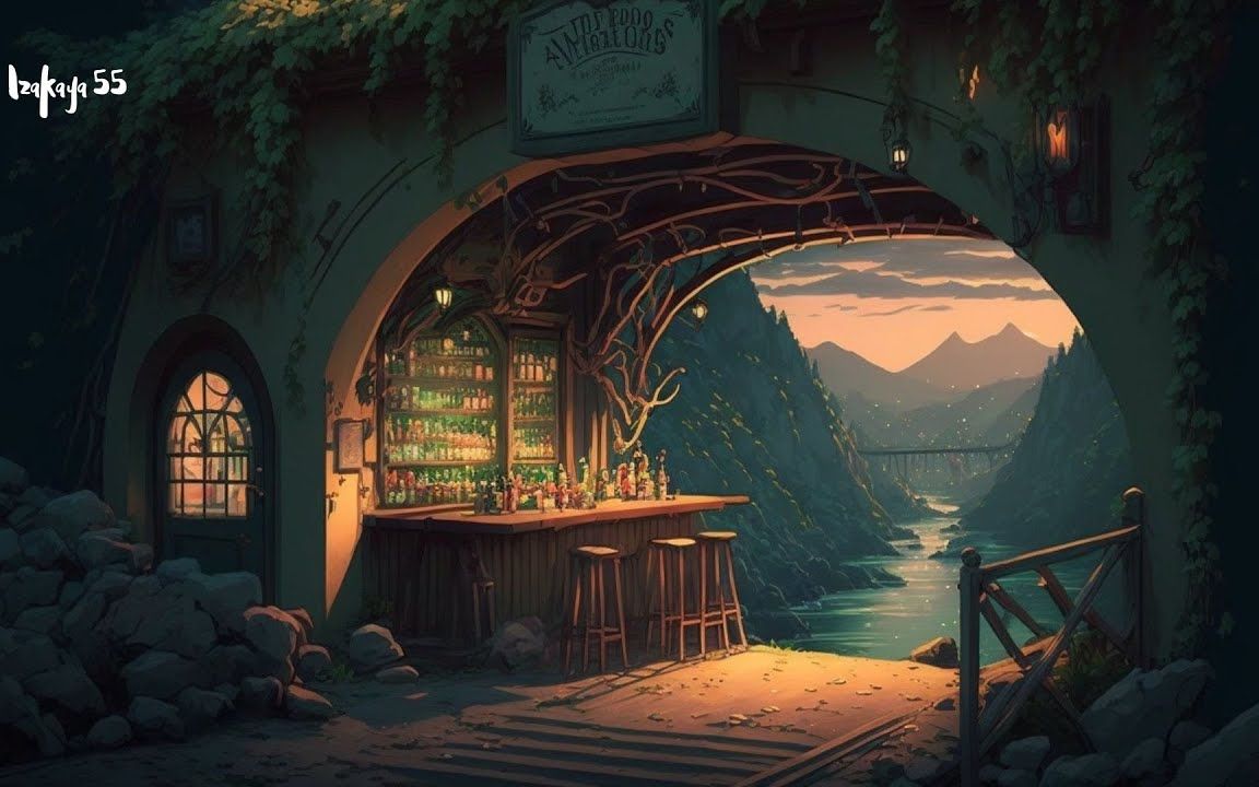 【ASMR美术画风氛围】| 河道边的酒吧