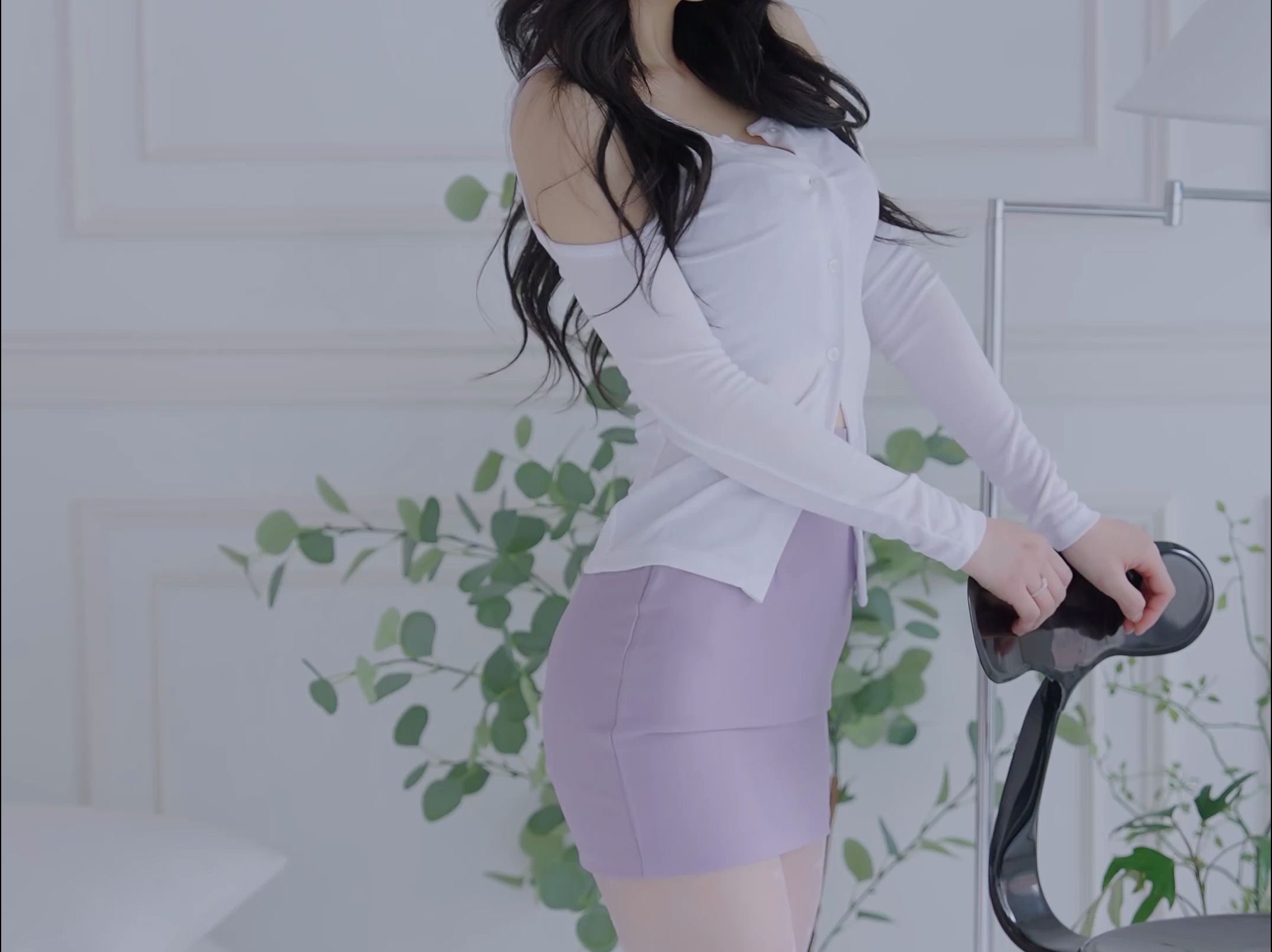 Miss HeeSol's light-colored wrap dress outfit