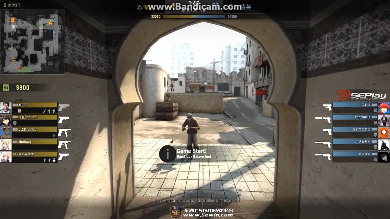 csgo萌新换边开局b假门反rushb蹲点4杀 喜闻乐见