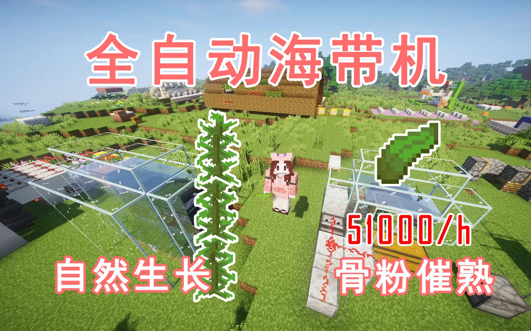 全自动海带机 简单高效两种版本自然生长骨粉催熟minecraft我的世界前期生存必备的机器 第四十四期 哔哩哔哩