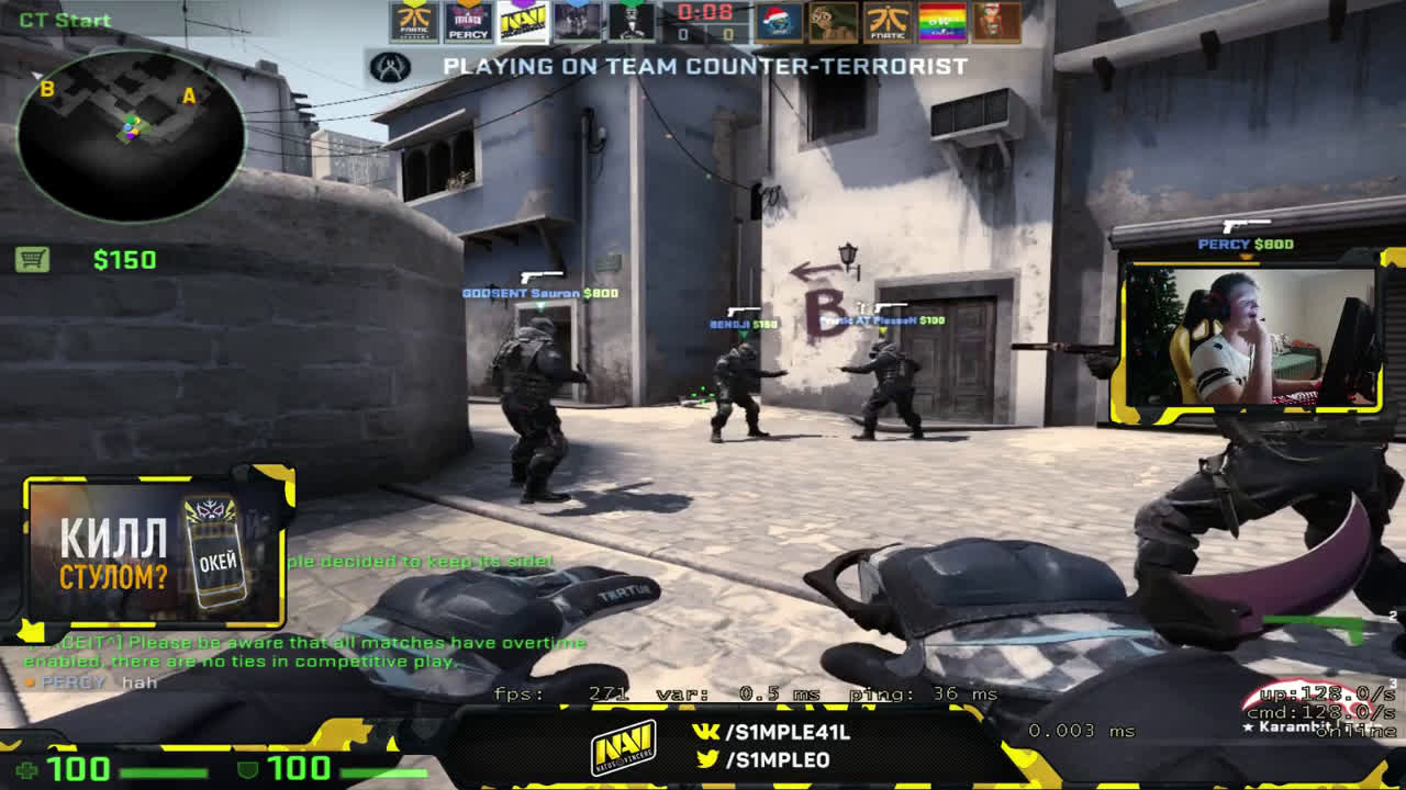 【csgo】s1mple plays fpl on mirage with jw