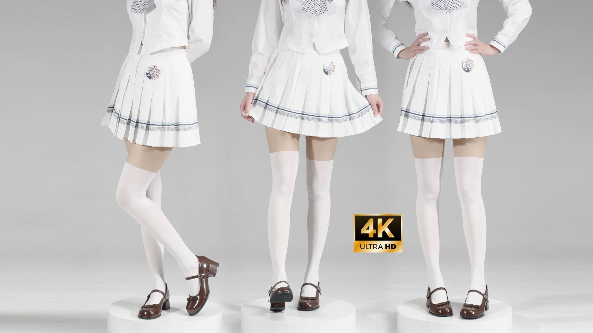 棕色小皮鞋和拼接假过膝