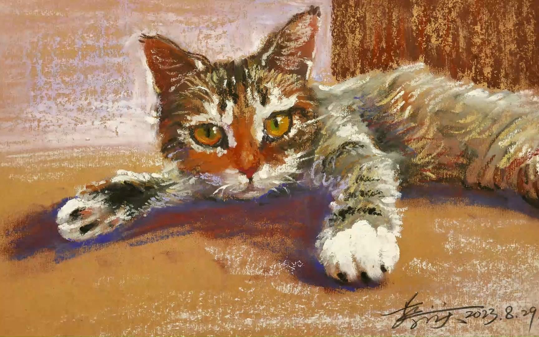 油画棒：小狸花猫