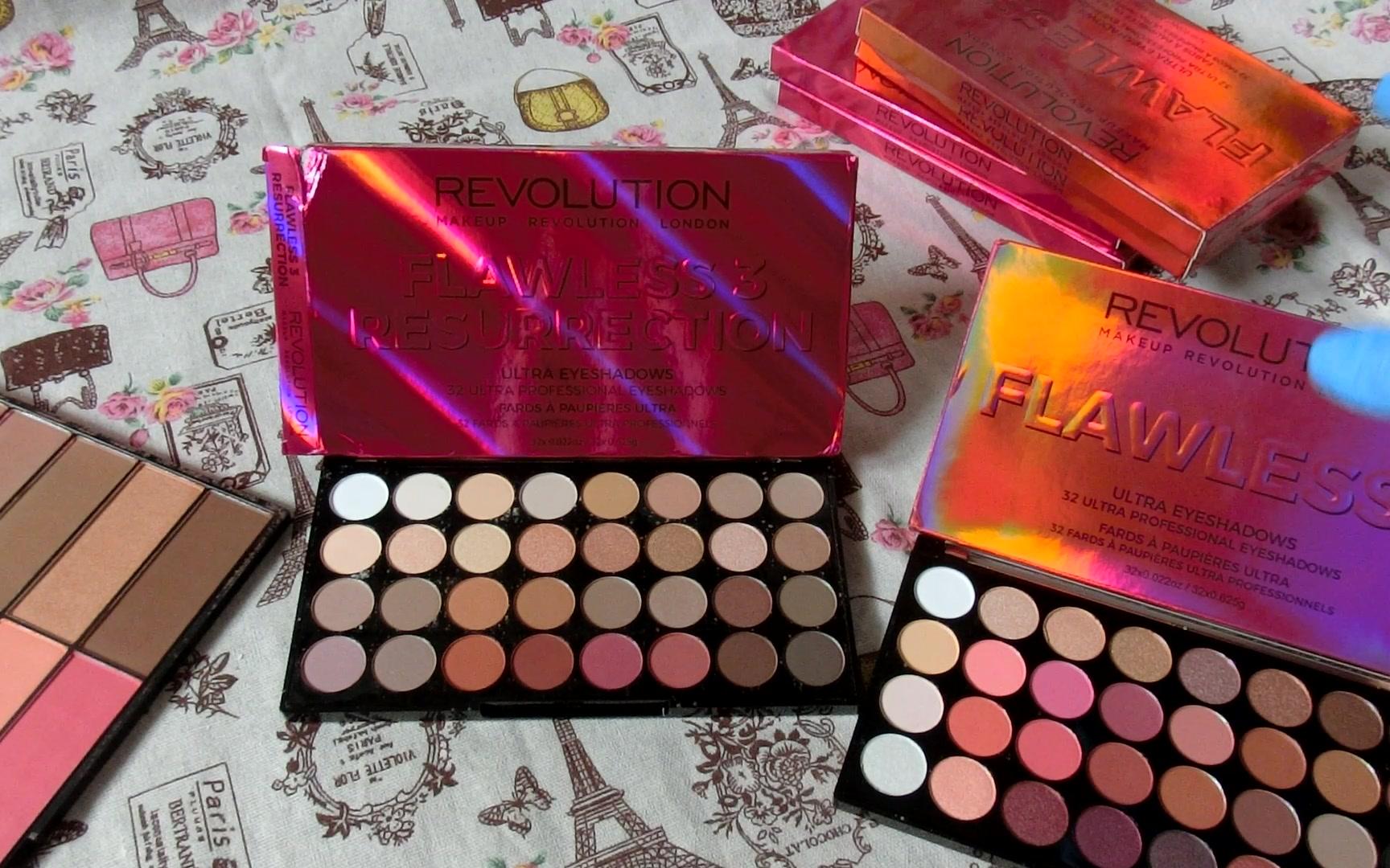 revolution美妆品牌,revolution眼影 英国开架化妆品 makeup revolution 超大腮红面部盘 32色眼影盘 |海淘