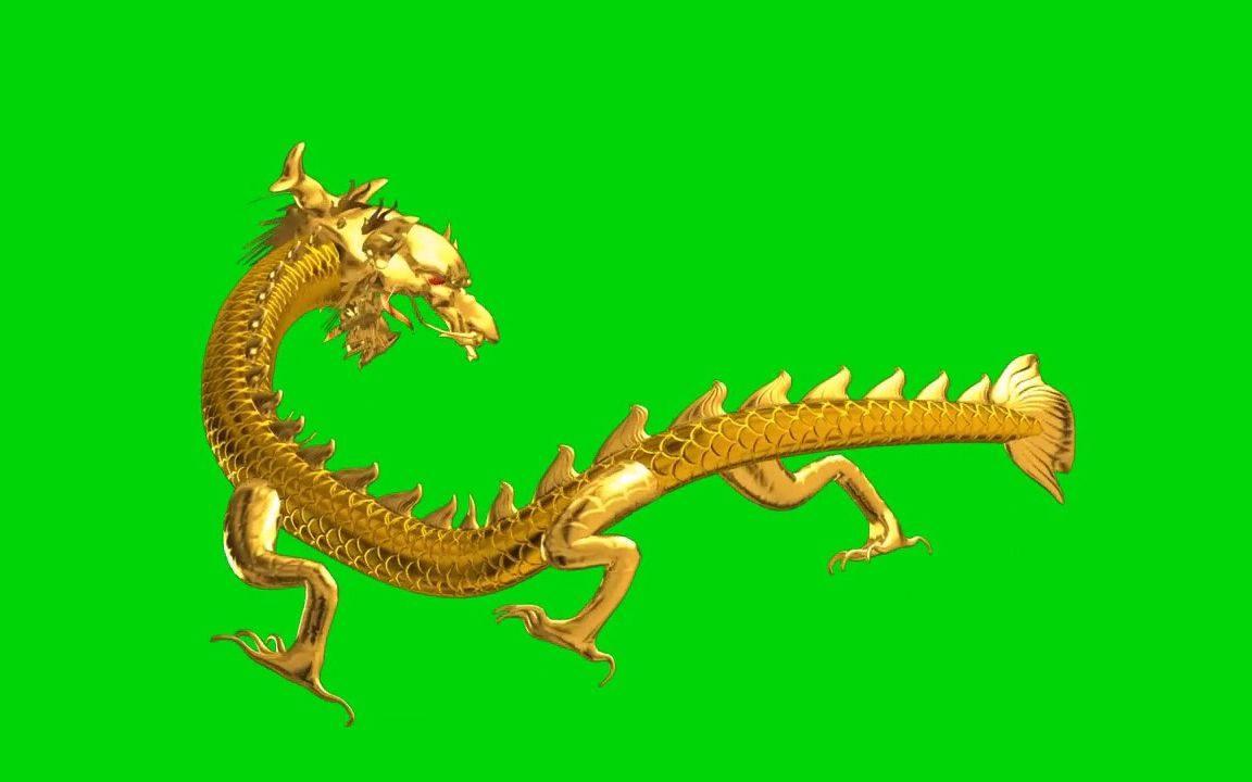 【绿幕素材】3D黄金龙特效视频素材，高清无水印！！！