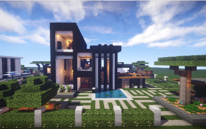 君墨 Minecraft 我的世界 现代建筑别墅浏览 第三期 哔哩哔哩 つロ干杯 Bilibili