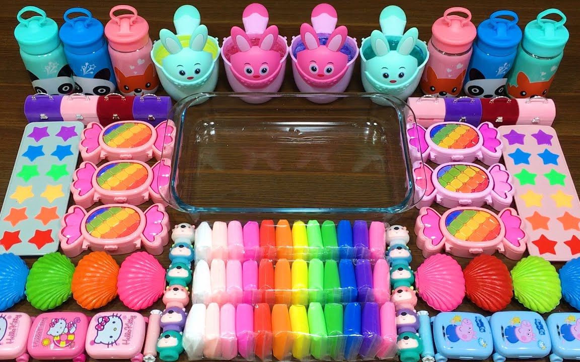 用盒子做黏液，贝壳水晶泥，彩虹果冻泥，小猪佩奇玩具，能成功吗