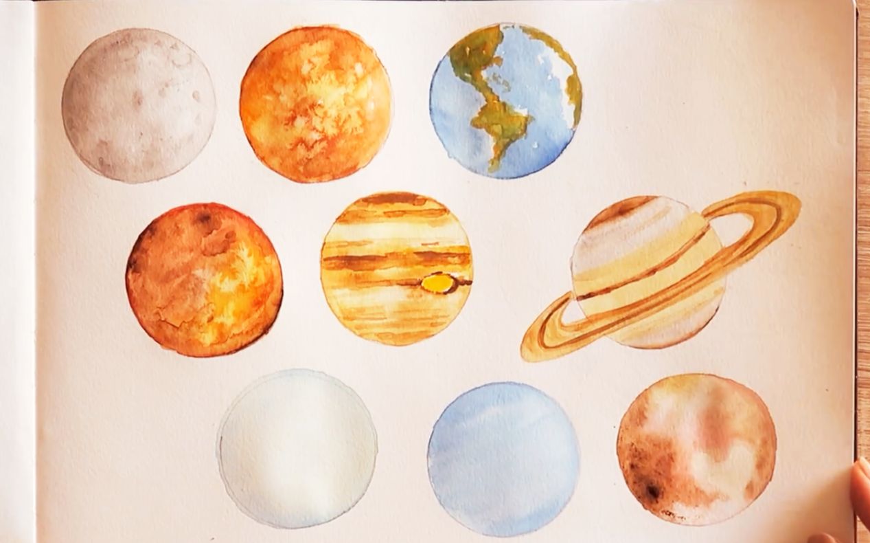 如何用水彩画出我们熟知的几大星球