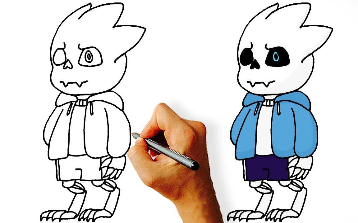 undertale教你画一只龙骨炮sans