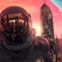 素材分享-科幻城市太空人穿梭飞行赛博朋克