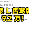 卷疯了！比亚迪秦 L 智驾版 9.2 万