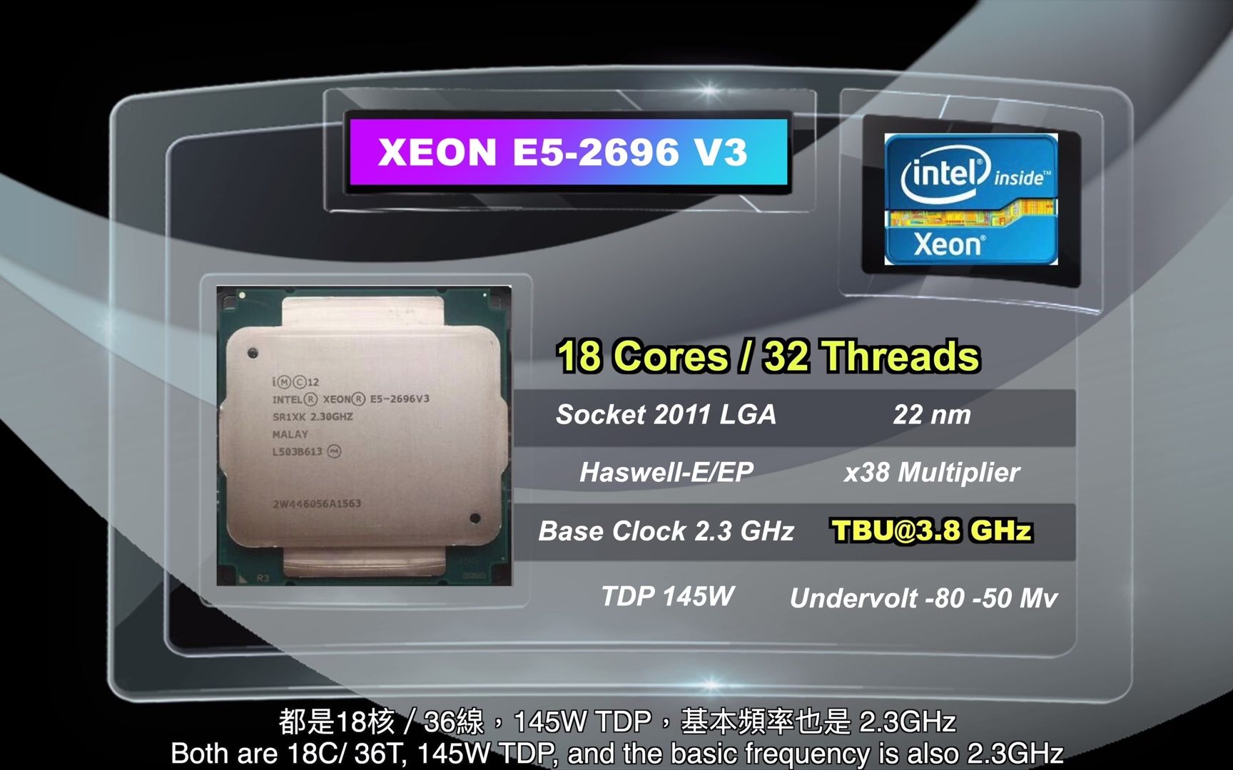 Xeon E5 2696V3 (18C_36T)全核解锁测试