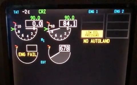 B737NG丨左发动机飞脱（发动机仪表显示）
