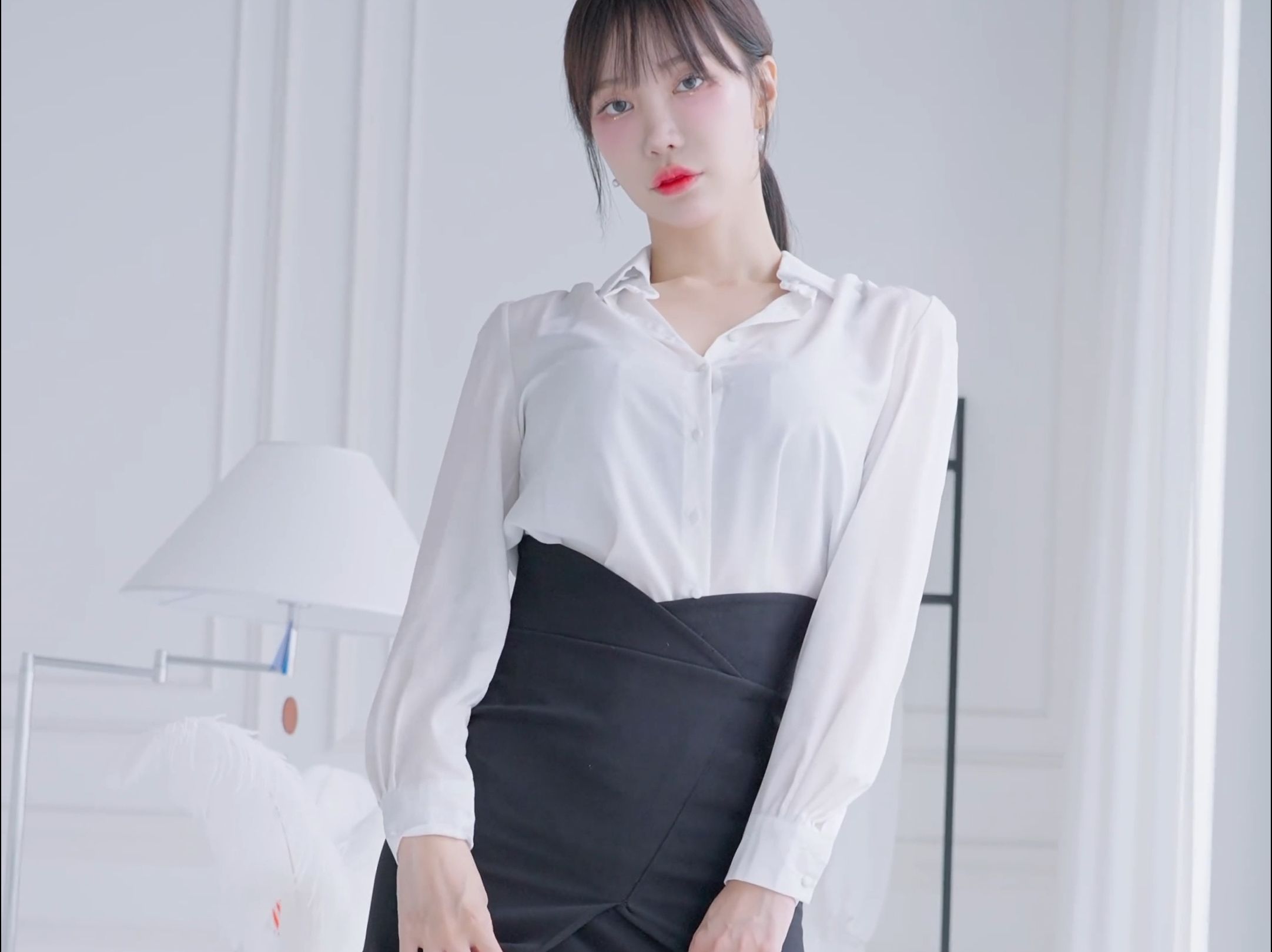 Miss KYUL's Airy White & OL Black Wrap Skirt Outfit