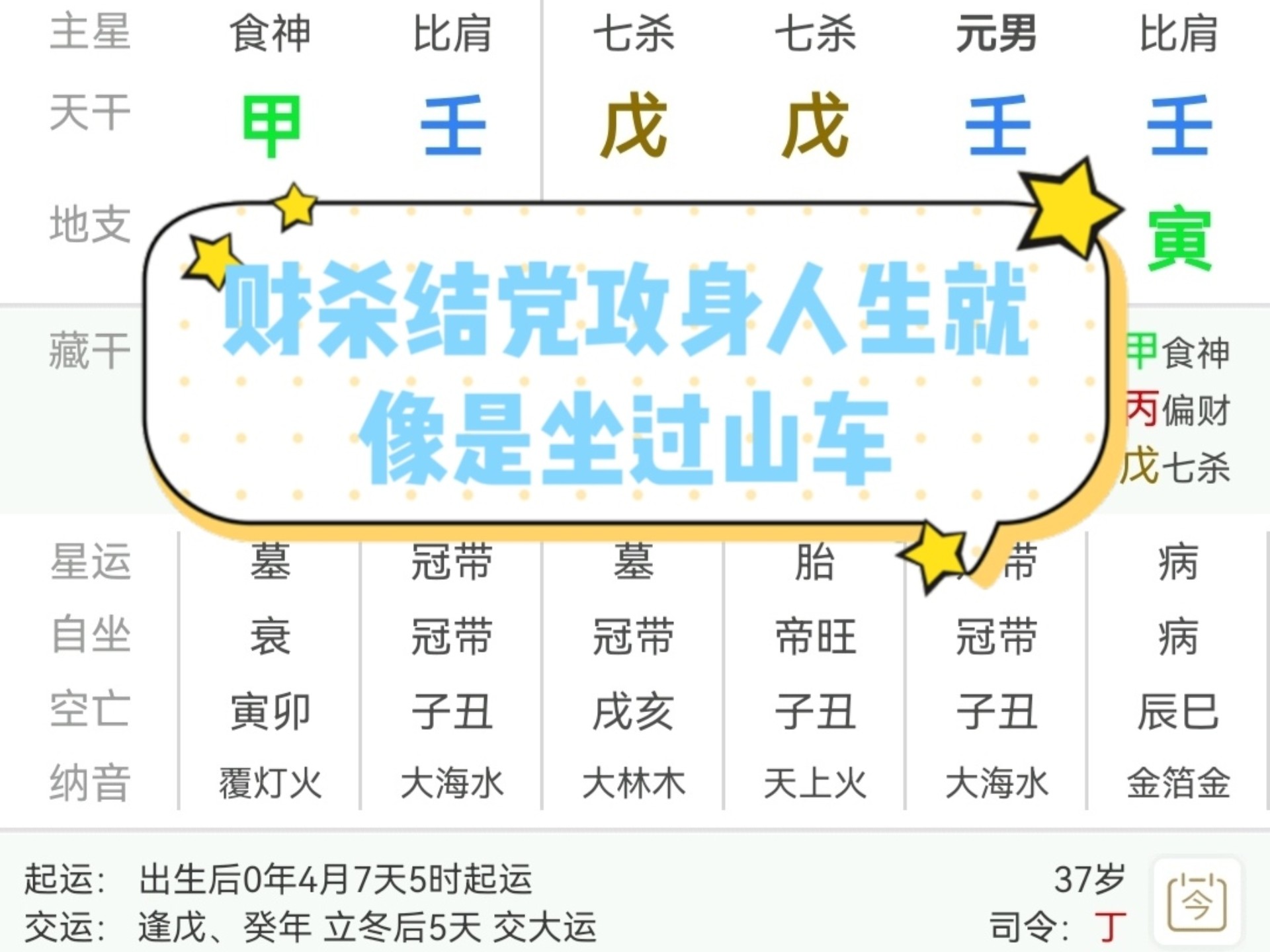 财官结党攻身，人生就像过山车一样刺激