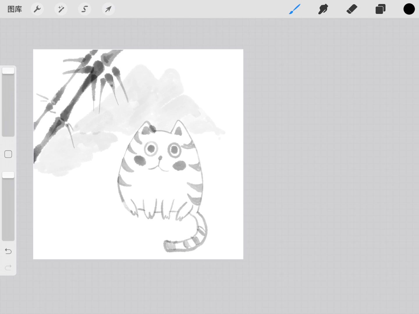 ipad绘画软件procreate画一只水墨猫猫