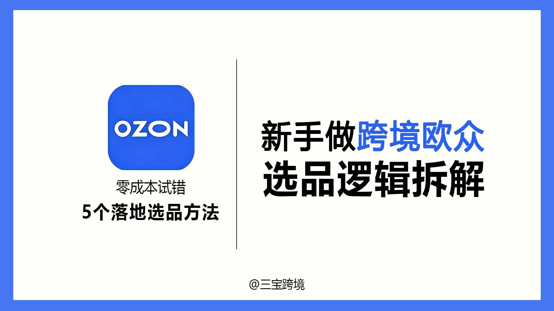 【Ozon跨境】新手选品别死磕！4步盲选测款法｜拒绝无效准备