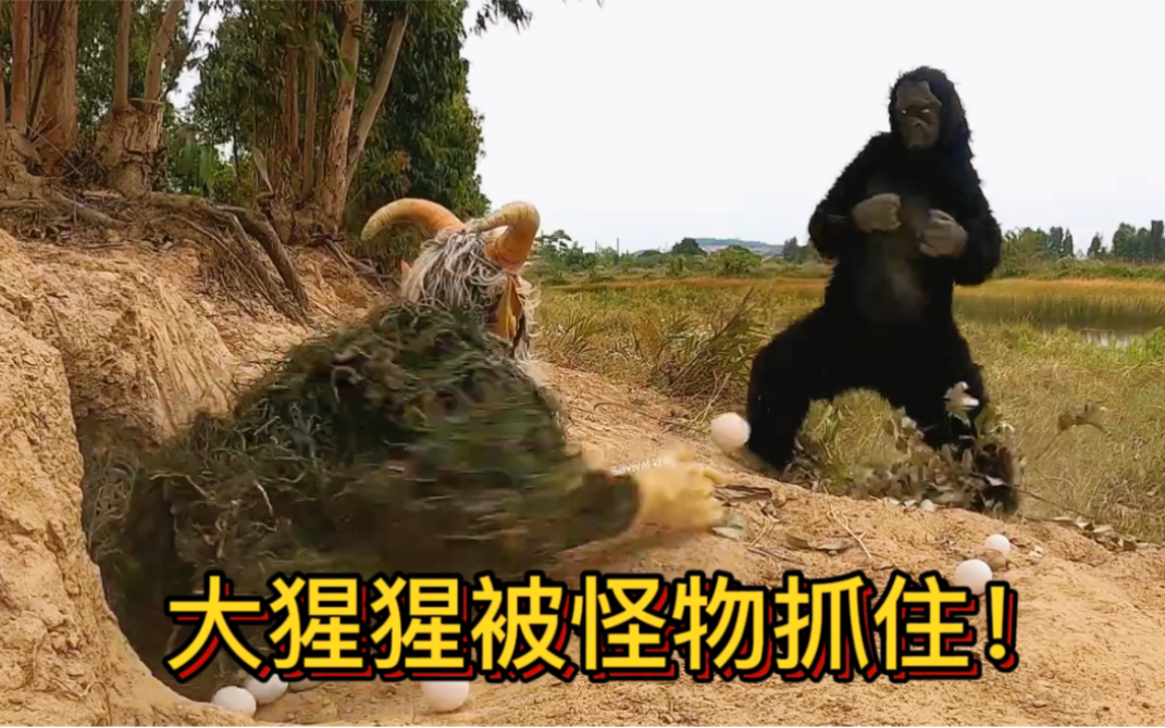大猩猩被怪物抓住了！还被拖进了洞里，场面非常激烈！