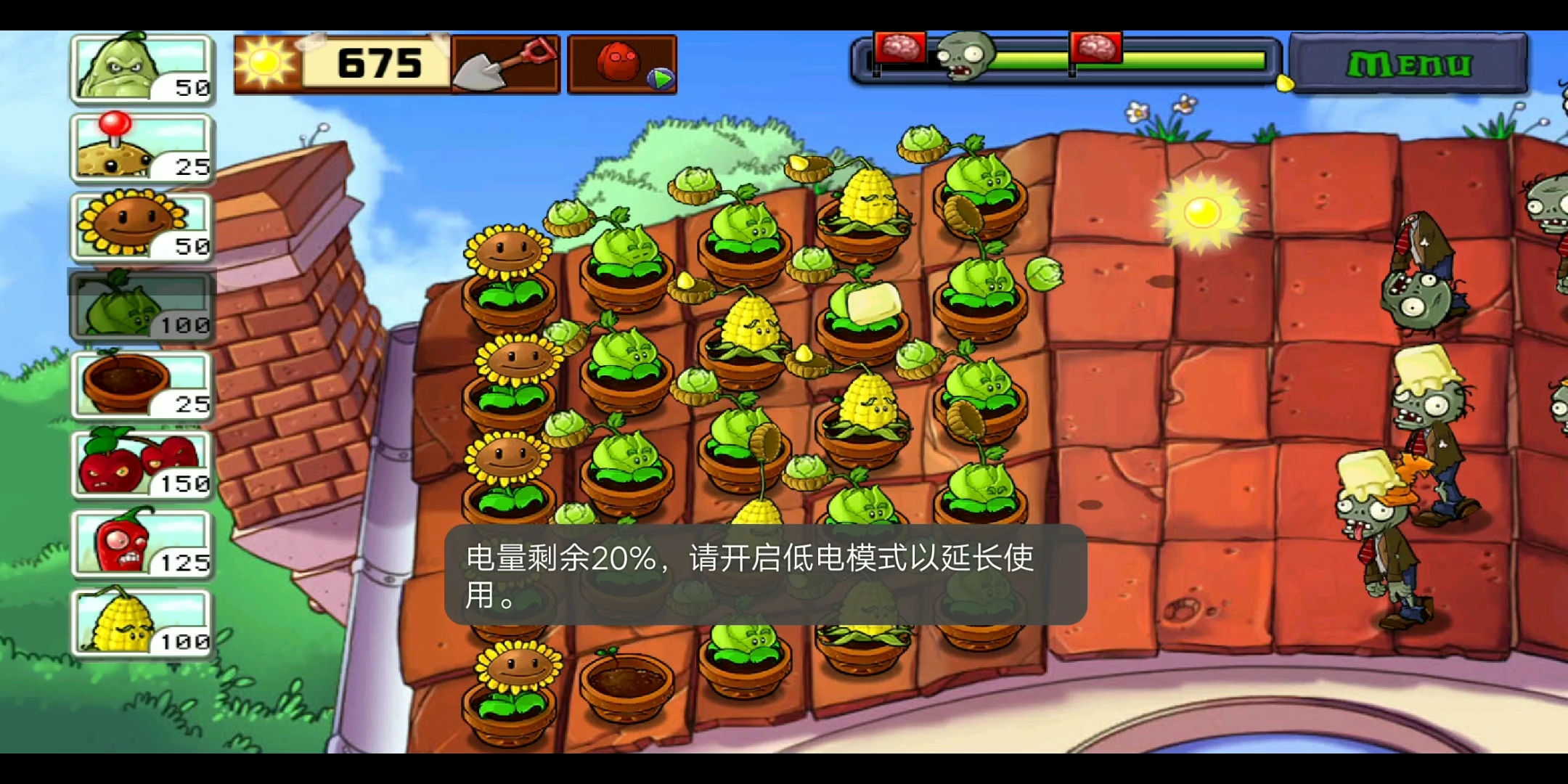 PvZⅠ Roof level 6植物大战僵尸