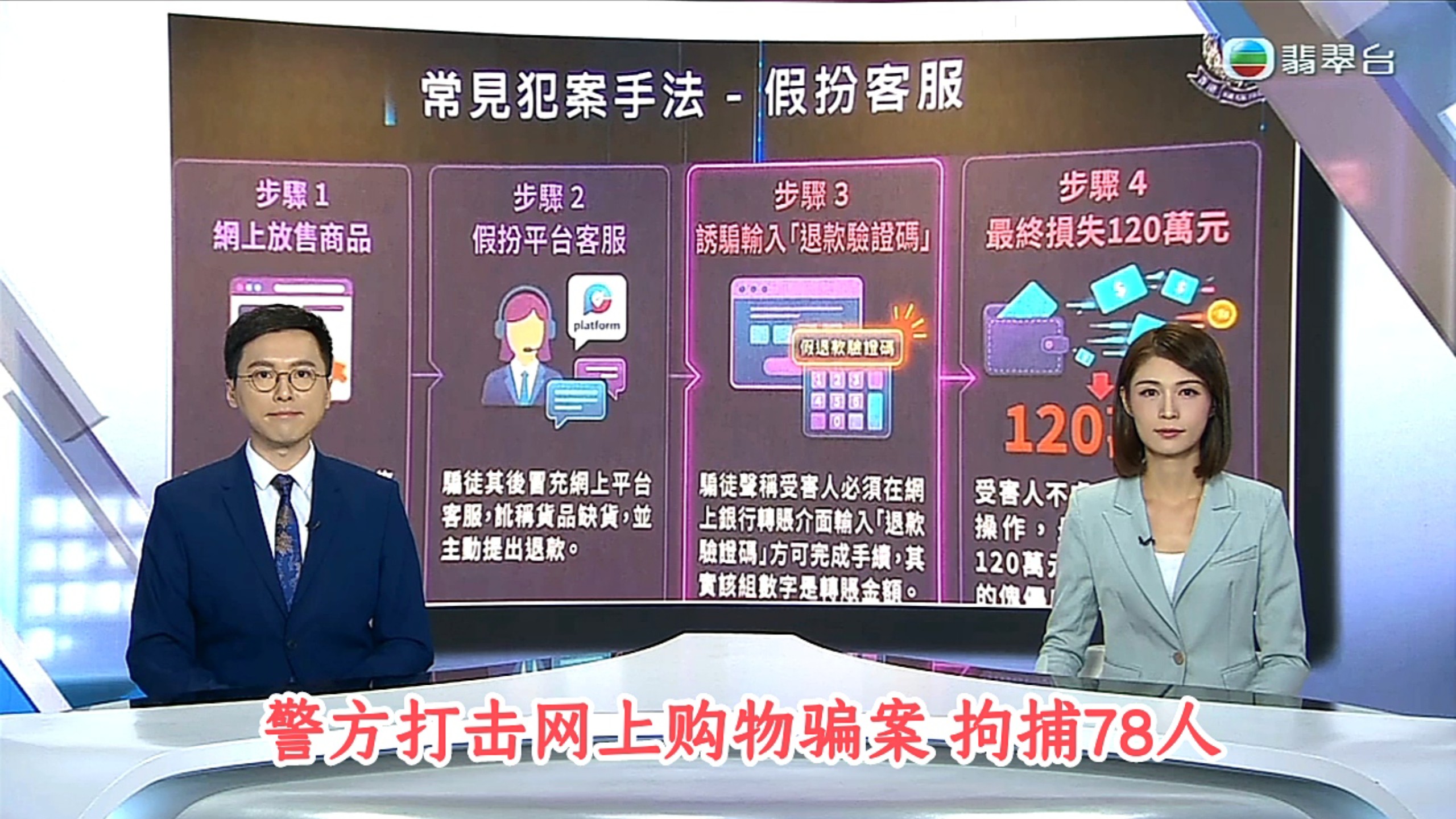 【TVB翡翠台】六点半新闻:警方打击网上购物骗案 拘捕78人