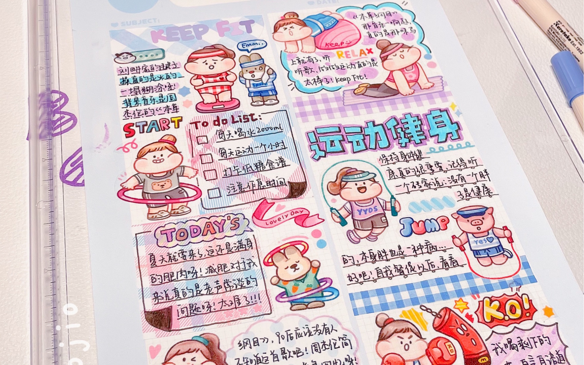 胖jiojioの手帐丨78肉球运动健身排版丨手帐界刘畊宏女孩71
