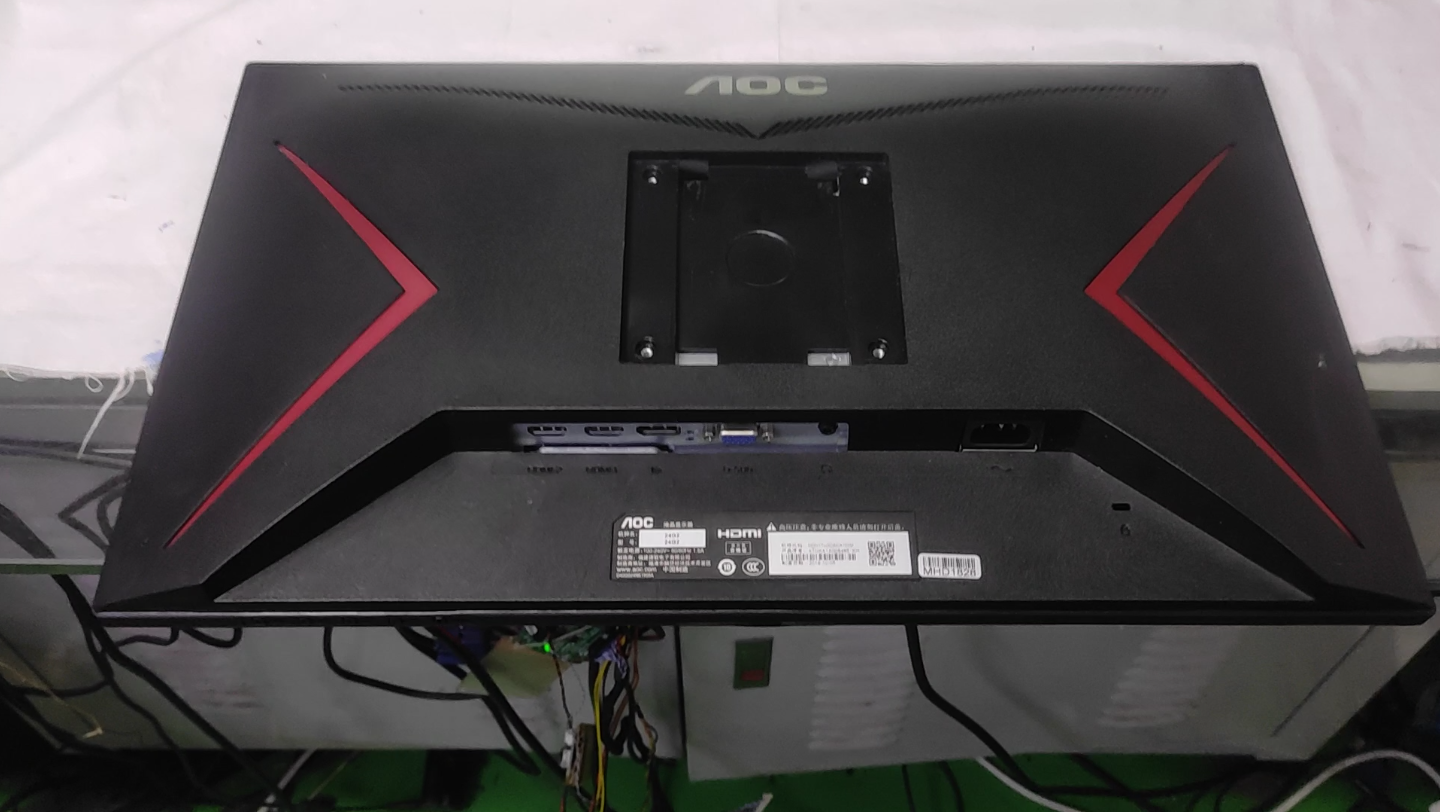液晶显示器花屏、纵向拖影，机型AOC冠捷24G2，成像单元LC238LF1F01组装熊猫屏，#1828
