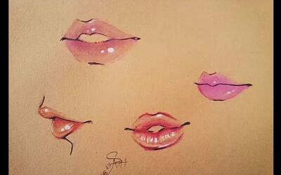 【水彩教程】如何画嘴唇(水彩和彩铅)_绘画_生