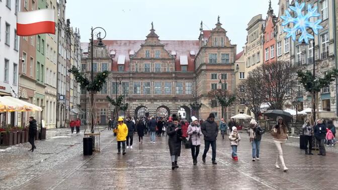【超清】12月冬雪漫步游波兰格但斯克(Gdansk) 拍摄日期：2022.12