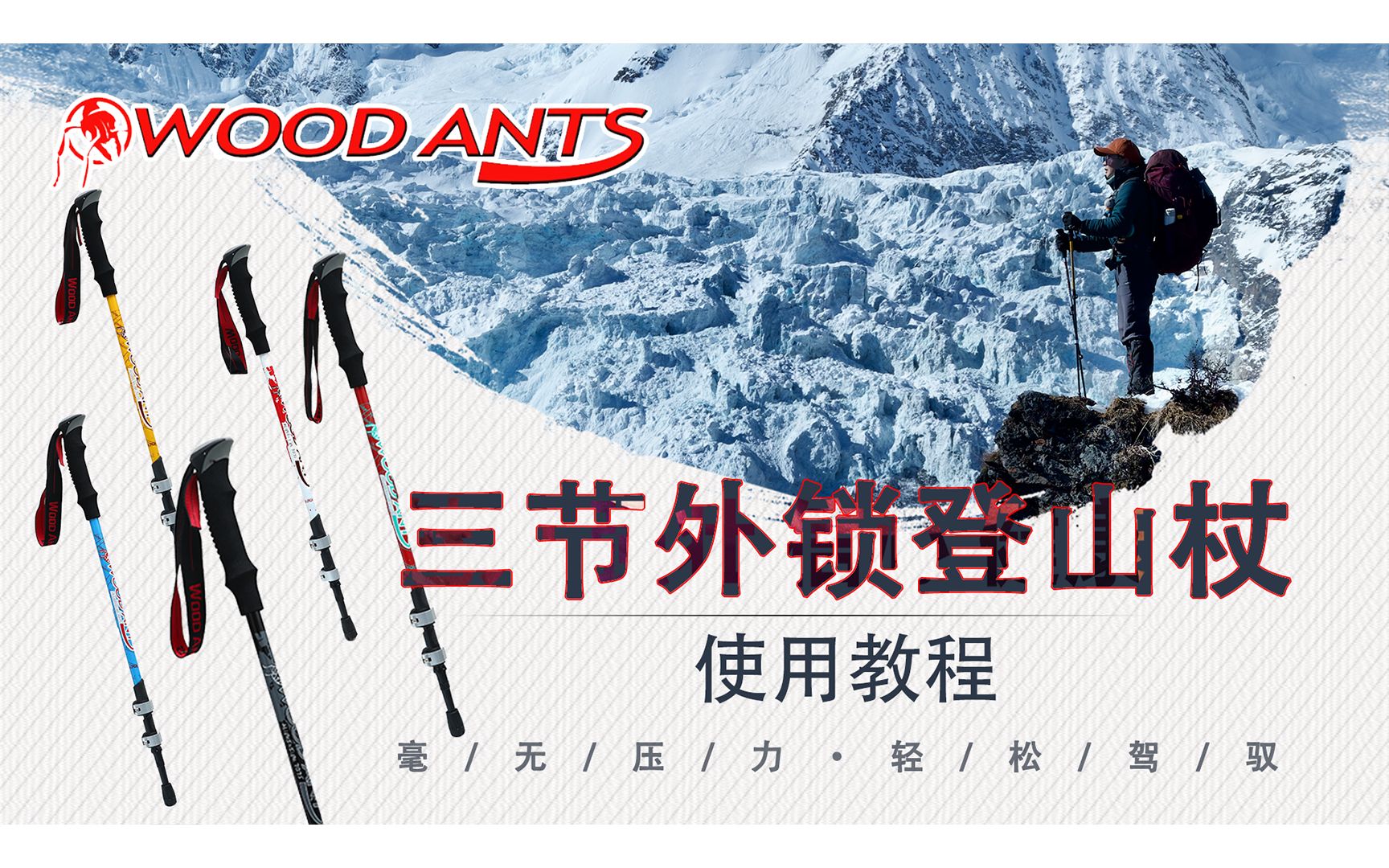 WOOD  ANTS   三节外锁登山杖 使用教程