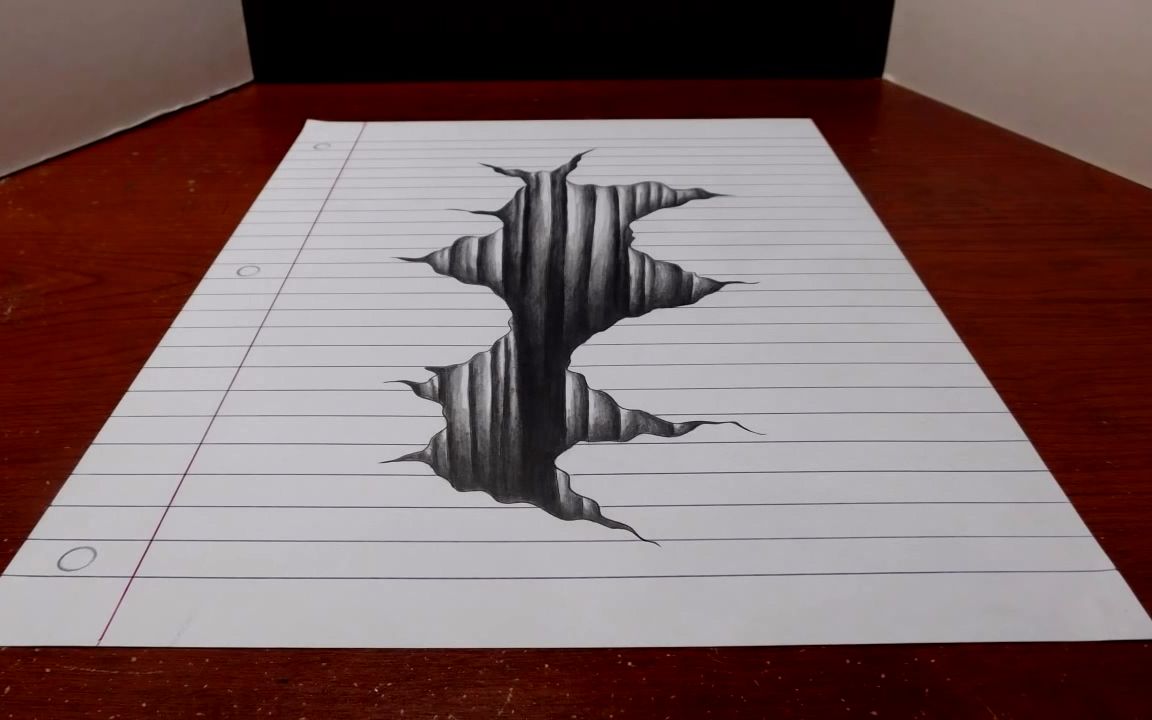 手绘艺术:纸上绘画技巧之3d裂缝——艺库
