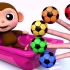 洗澡歌 浴缸里装满彩色足球 儿童益智卡通动画 小猴子洗澡 足球手指歌 Finger Family 宝宝学习颜色