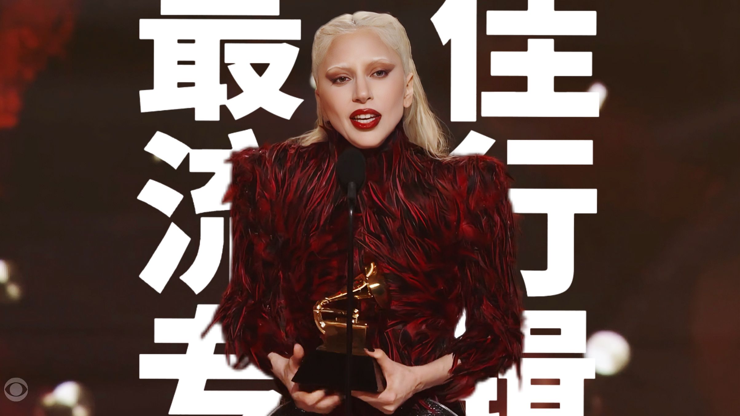 Lady Gaga身穿麦昆2009年高定系列获得格莱美《最佳流行演唱专辑》大奖！