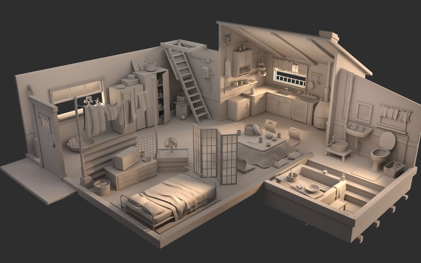 【3D建模】肝了一个十分豪华的房间,饰景都十分精致。。_哔哩哔哩_bilibili