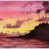 【水彩风景】粉色夕阳美景～简单小风景一起画起来～