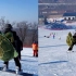 女生滑雪怕摔跤背大乌龟，结果负重前行，网友：笑不活！