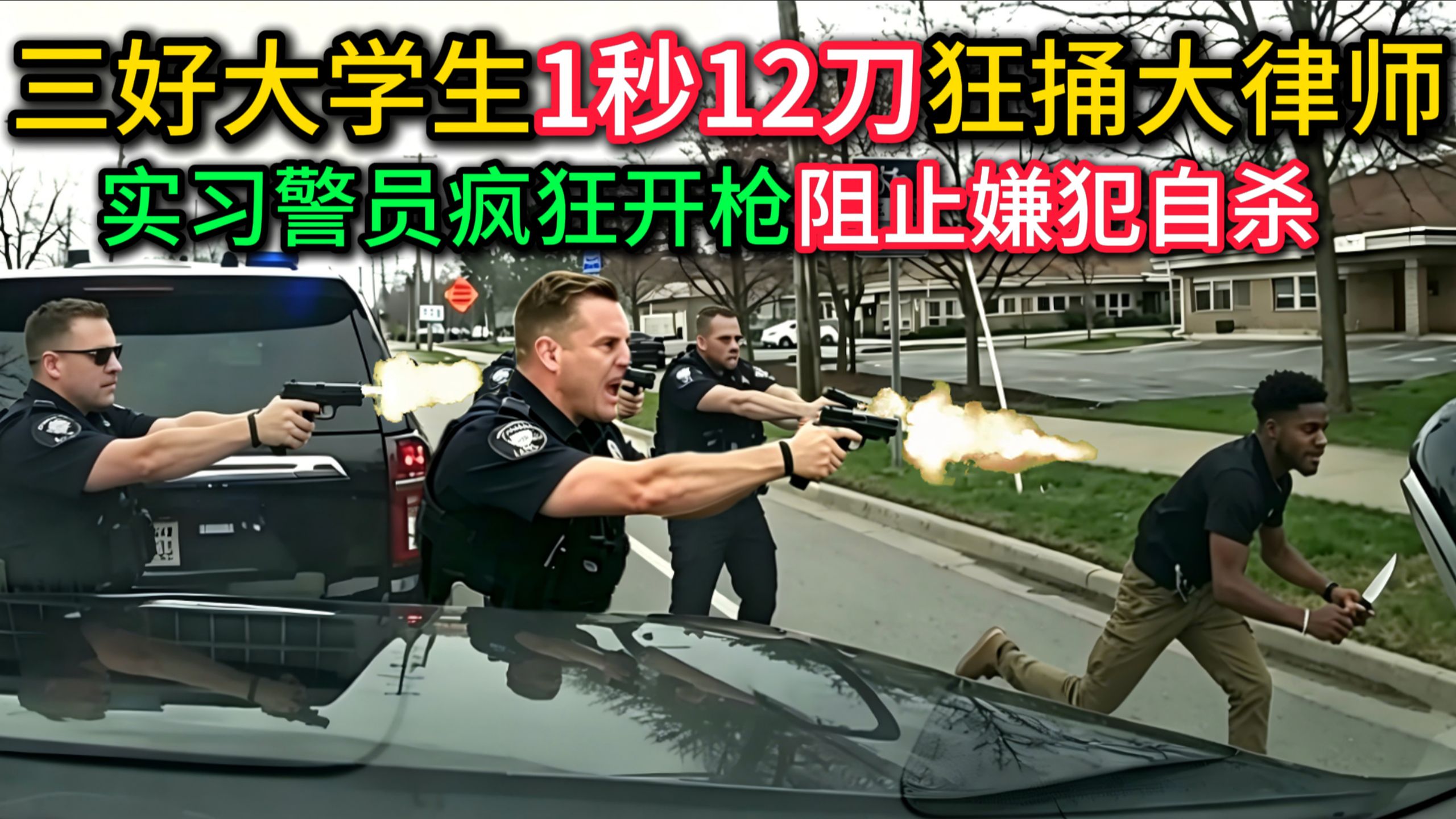 优秀大学生1秒12刀狂捅大律师，警员到场疯狂开枪阻止自杀！
