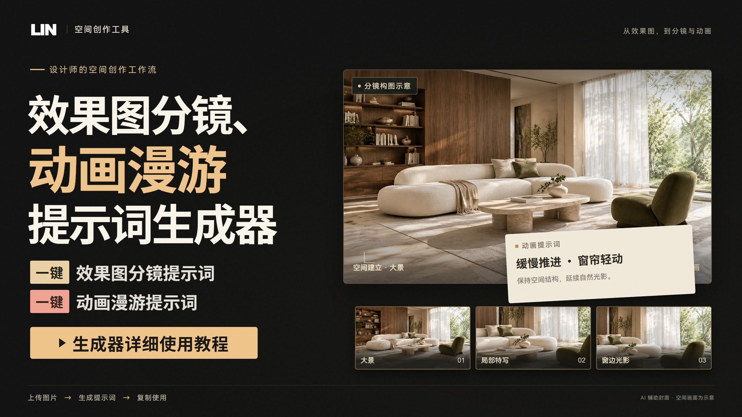 效果图做 AI 漫游，分镜和运镜提示词一键生成（含教程）-室内设计师Lin-室内设计师Lin-哔哩哔哩视频