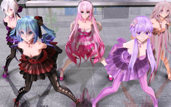 【MMD】PINK CAT Miku Luka Haku IA Yukari哔哩哔哩bilibili