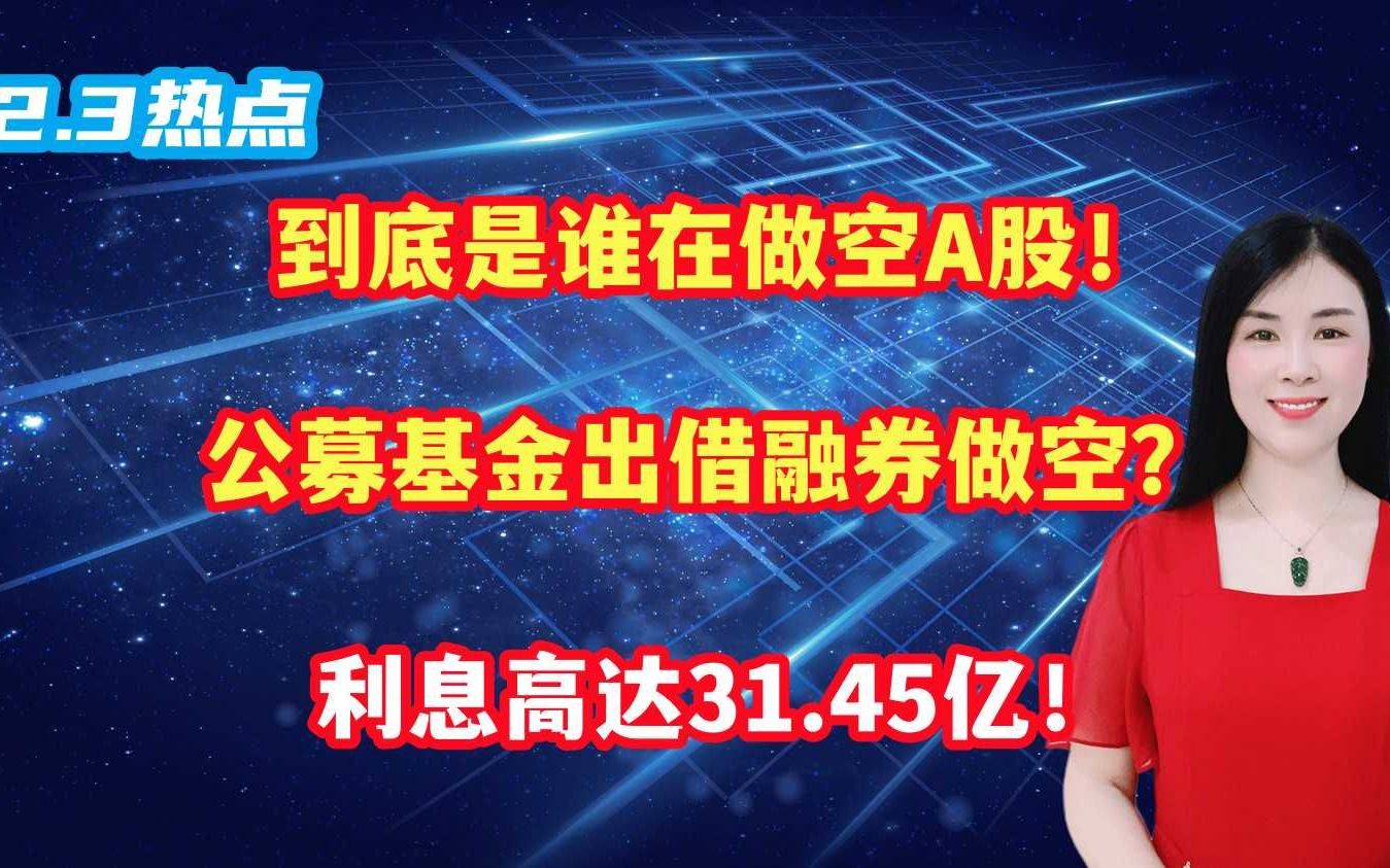 到底是谁在做空A股!公募基金出借融券做空?利息高达31.45亿!哔哩哔哩bilibili