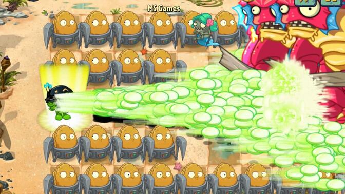 PvZ 2挑战 - 每种植物x100对战4个15级深海巨人僵尸 - 谁会赢？