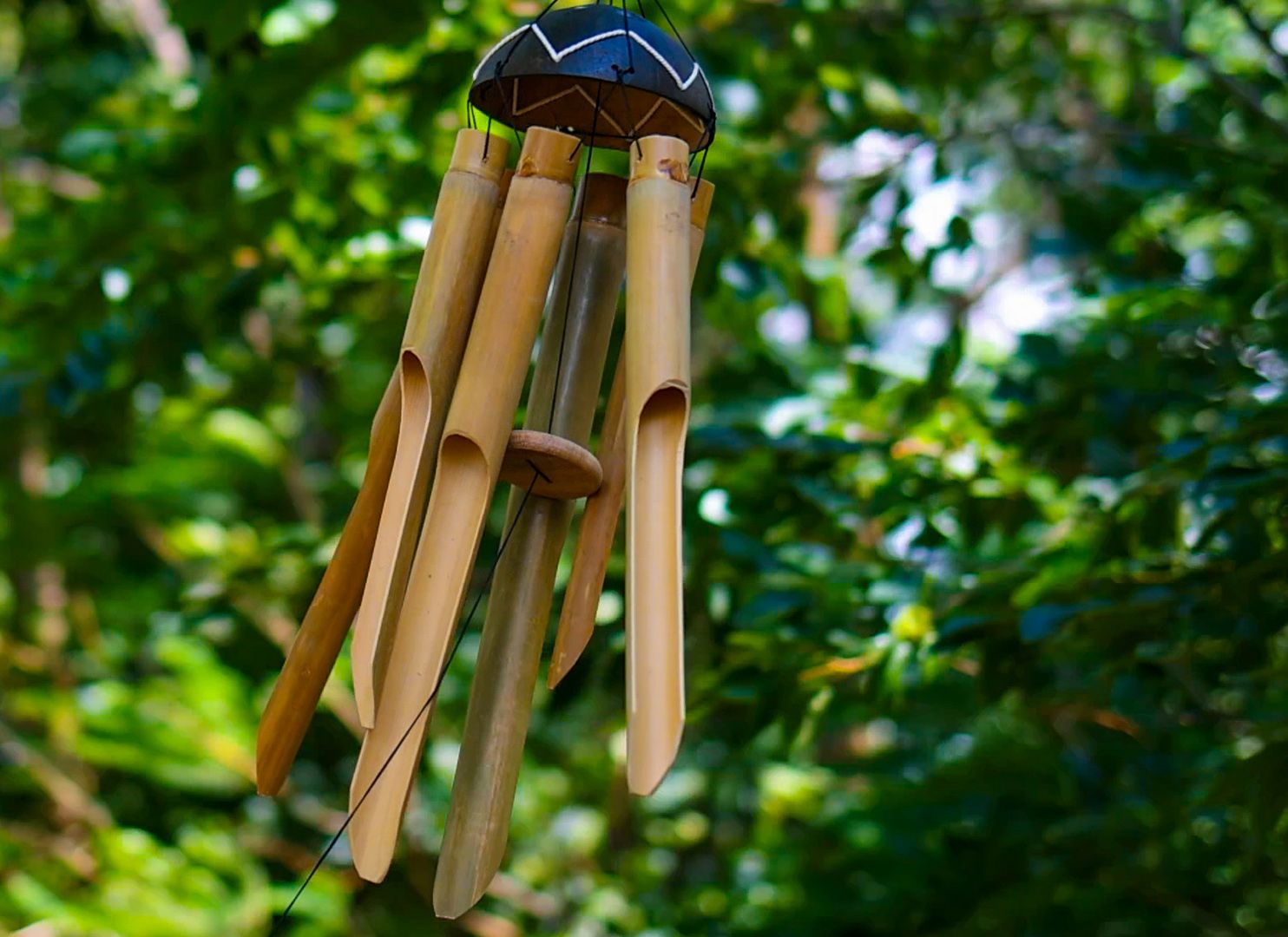 竹子风铃在风中飘动【解压声】