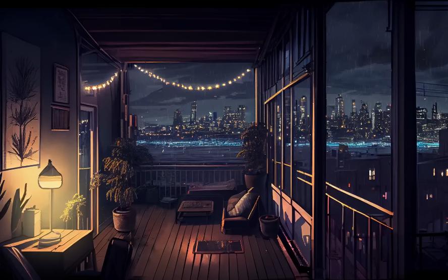 【PlayList|Lofi|Chill|Jazz】假如你有间江景房，这个露台会成为你雨天的最爱，为自己点亮星星灯，呼应这城市的灯火，哪怕你只是孤单一人